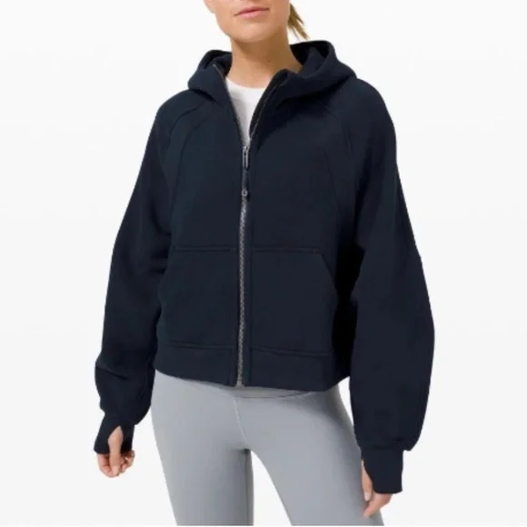 Lululemon ダークグレー フーディー Lululemon Textured Fleece Embroidered Logo Hoodie - Graphite Grey